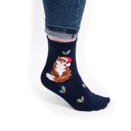 Wrendale Kerst sokken "Festive Fox" - vos