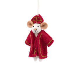 Vilten decoratie hanger "Sintermuis" - Sint