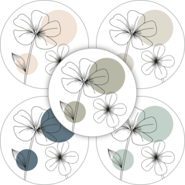 Sticker - bloemen abstract - per 10 assorti