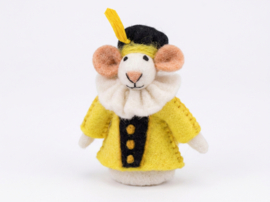 Vilten vingerpopje "Pietermuis" - geel
