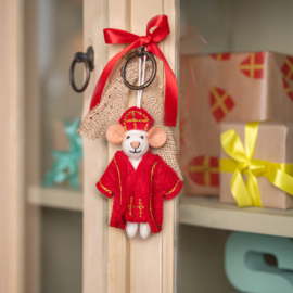 Vilten decoratie hanger "Sintermuis" - Sint