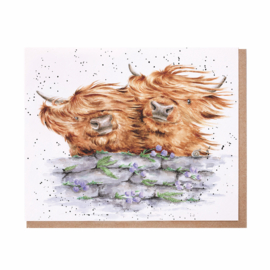 Wrendale greeting card - "Blown Away" - hooglander