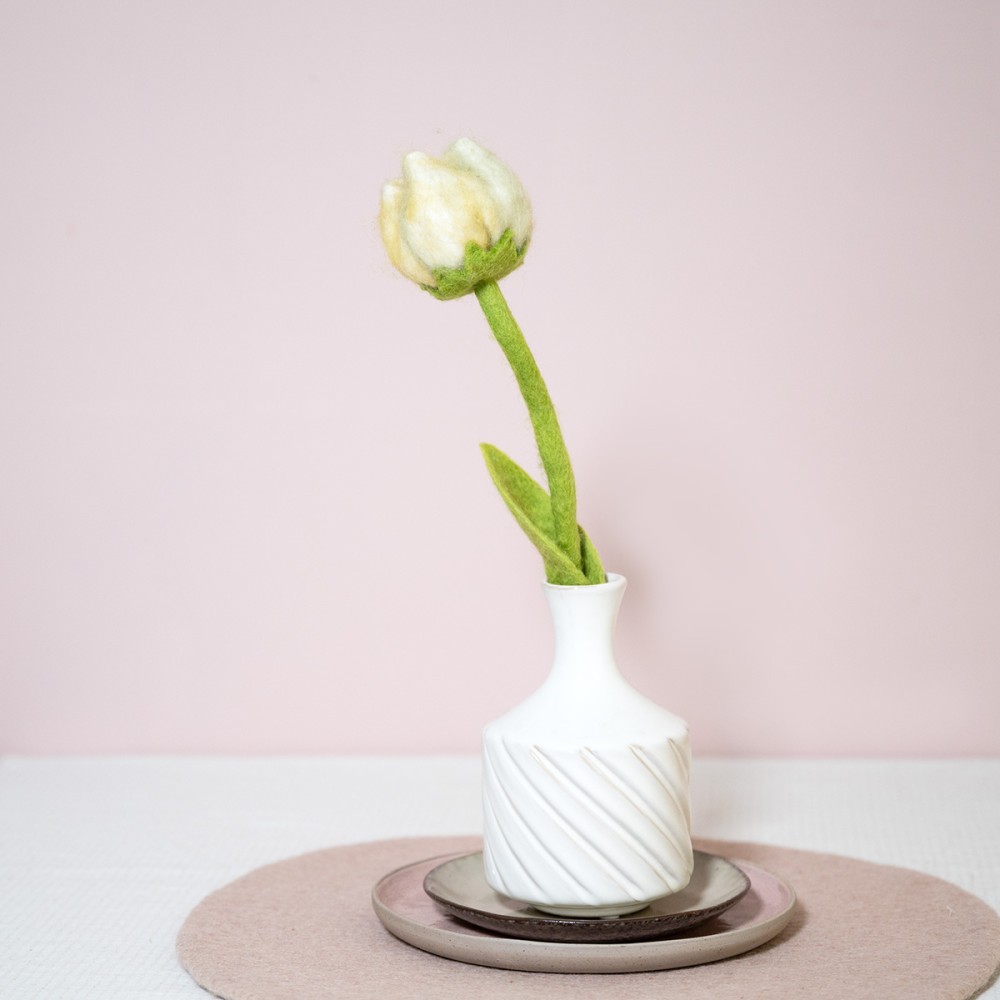 Vilten bloem - Tulp Gini - zachtgeel