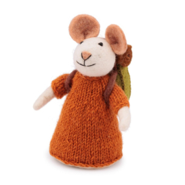Vilten decoratie muis - Wandelaar cognac