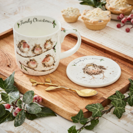 Wrendale Royal Worcester mug & coaster "Family Christmas"