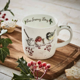 Wrendale Royal Worcester mok "One Snowy Day"- vogel