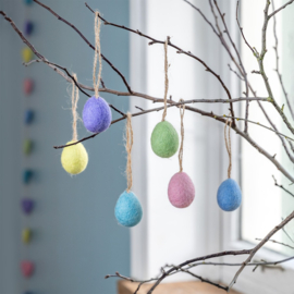Vilten hanger - paasei Pastel small - per 6