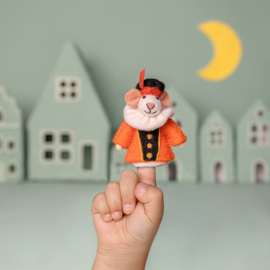Vilten vingerpopje "Pietermuis" - oranje
