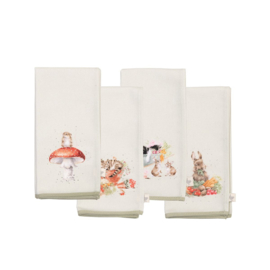 Wrendale - Cotton Napkins  "Garden Friends" - set van 4