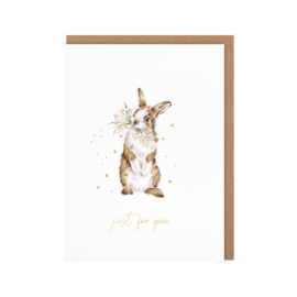 Wrendale card "All Ears" - "just for you" - konijn
