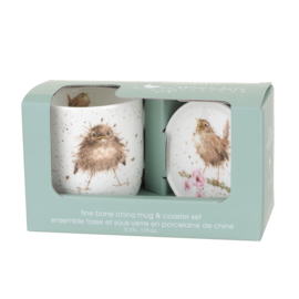 Wrendale Royal Worcester mug & coaster "Flying the Nest"