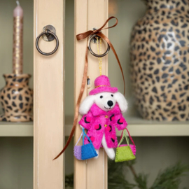 Vilten hanger - Shopaholic Poedel - roze