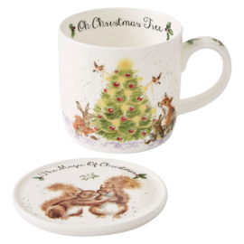 Wrendale Royal Worcester mug & coaster "Oh Christmas Tree"