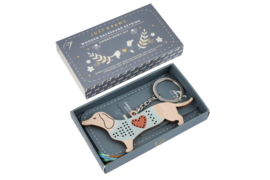 Houten sleutelhanger borduurset - Sausage Dog - Teckel