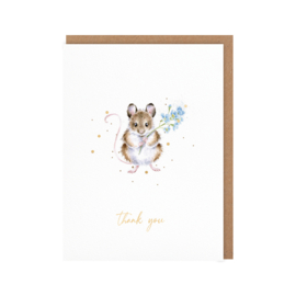Wrendale card "Little Flower" - "thank you" - muis