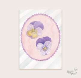 Appeloogje ansichtkaart - Viooltjes