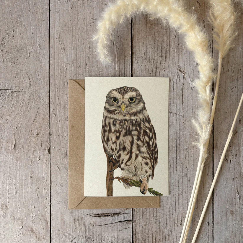 Fencil Art Studio - A6 kaart met envelop - uil
