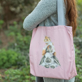 Wrendale canvas tote bag "Piggy in the Middle" - konijn cavia hamster