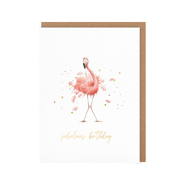 Wrendale card "Birthday Girl" - "fabulous birthday" - flamingo