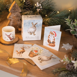 Wrendale Boxed Mini Charity Christmas Cards  "Hare" - set van 16