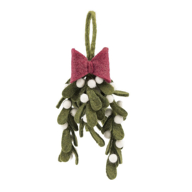 Vilten hanger - Mistletoe met strik XL