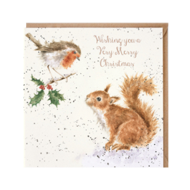 Wrendale Christmas card - "Robin & Squirrel"