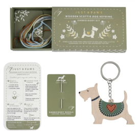 Houten sleutelhanger borduurset - Scottie Dog - Scottish Terrier