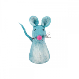 Vilten figuur - muis blauw/paars
