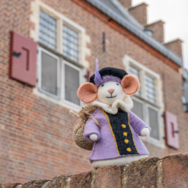 Vilten decoratie muis "Pietermuis" - lila