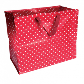 Jumbo bag / opberger - rood met witte stippen