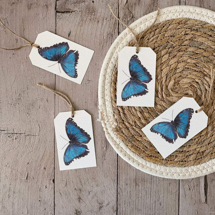 Fencil Art Studio - cadeaulabel - blauwe vlinder