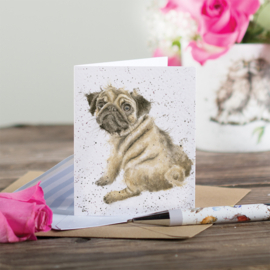 Wrendale mini card "Pug Love" - mopshond