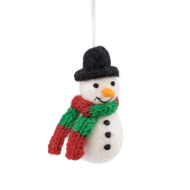 Vilten hanger - Sneeuwpop rood/groen