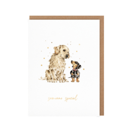 Wrendale card "First Dates" - "someone special" - teckel / retriever