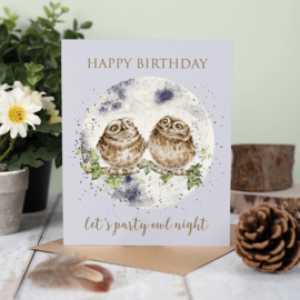 Wrendale greeting card "Party Owl Night" - uil