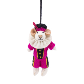 Vilten decoratie hanger "Pietermuis" - fuchsia