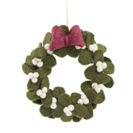Vilten krans medium - Mistletoe met strik