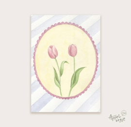 Appeloogje ansichtkaart - Tulpen