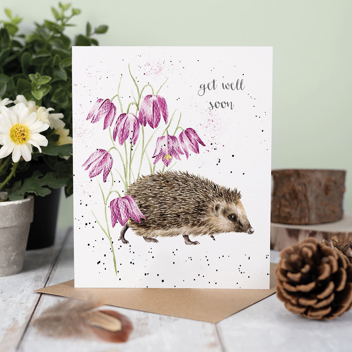 Wrendale greeting card "Get Well Soon" - egel