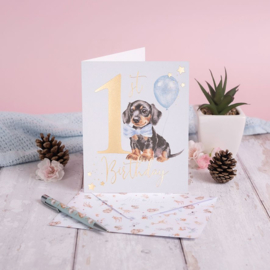 Wrendale greeting card "1st Birthday" - puppy