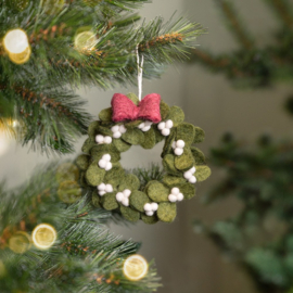 Vilten krans medium - Mistletoe met strik