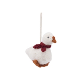 Vilten hanger gans met sjaal - rood