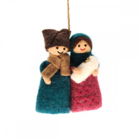 Vilten kerst hanger - Jozef & Maria - kleur