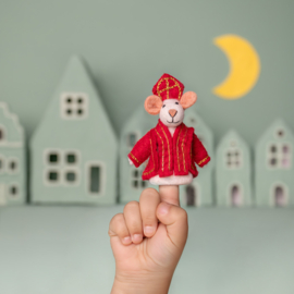 Vilten vingerpopje "Sintermuis" - Sint