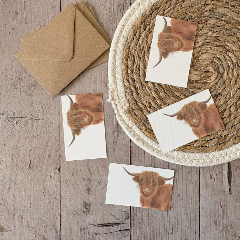 Fencil Art Studio - mini kaartje met envelop - Schotse hooglander