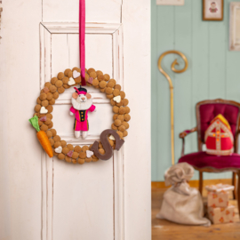 Vilten decoratie hanger "Pietermuis" - fuchsia