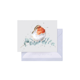Wrendale mini card "Robin & Eucalyptus" - roodborstje