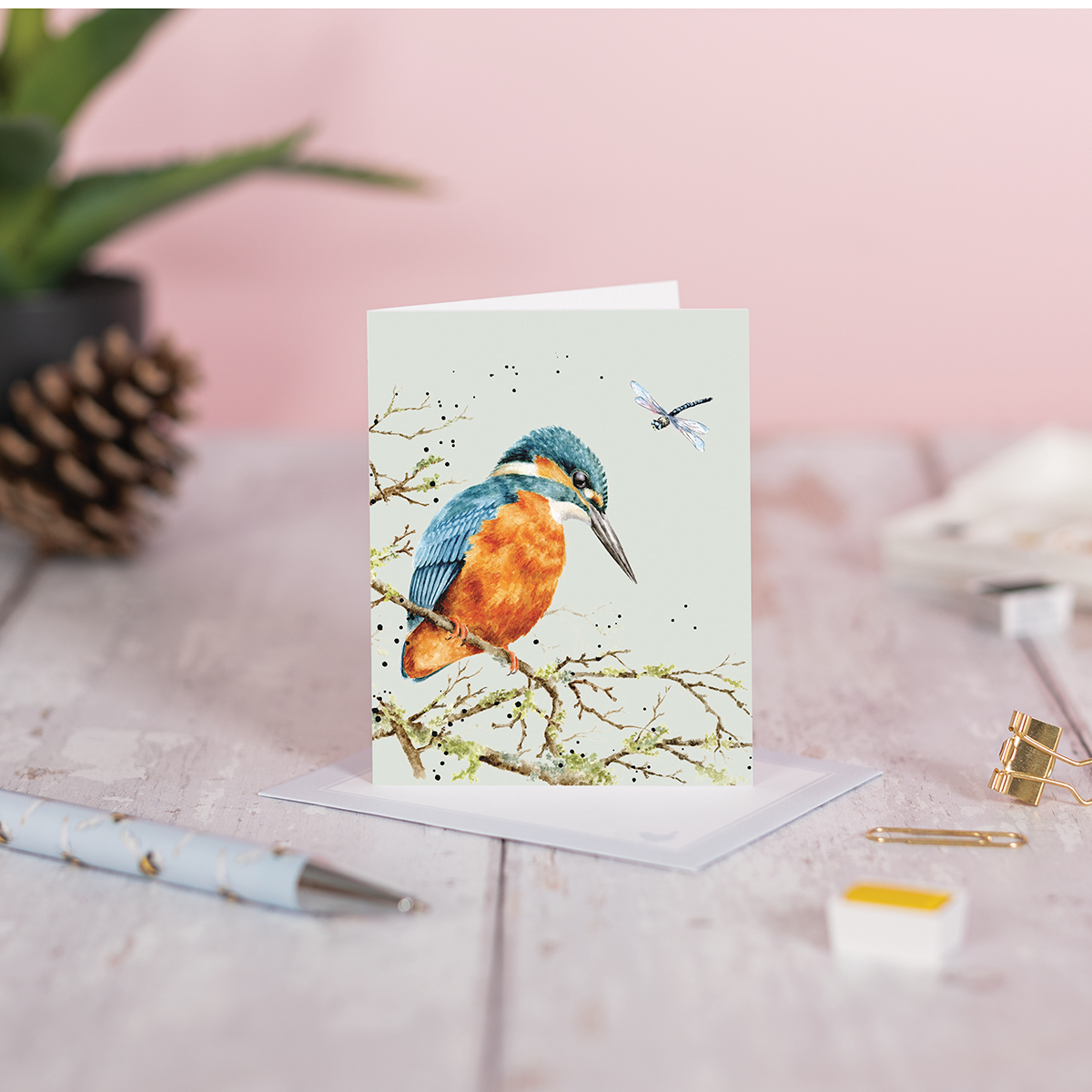 Wrendale mini card "Pond Dipping" - ijsvogel