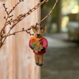 Vilten hanger - Hert met herfstblad