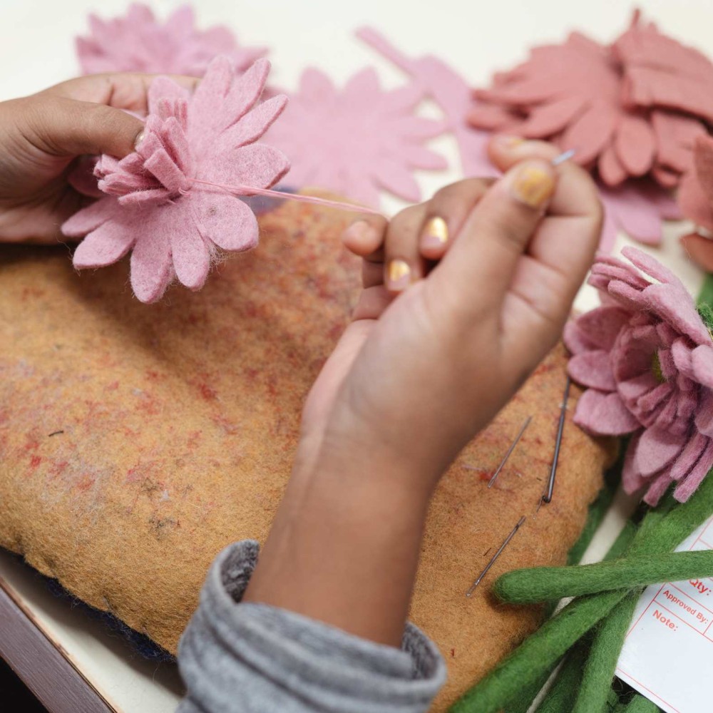 Vilten bloem - Gerbera oudroze